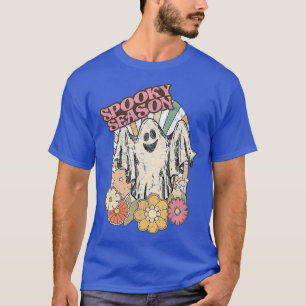 Spooky Season Ghost Floral Girls Women Mom Hallowe T-Shirt
