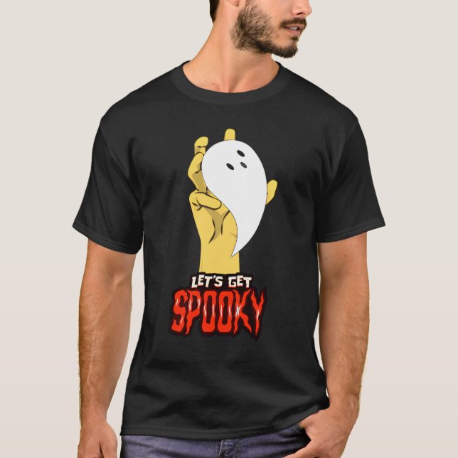 Spooky Season Ghost Hand Halloween Tshirt  (Front)
