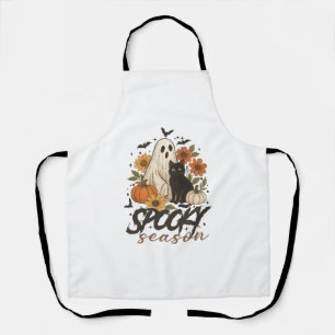 Spooky Season Ghost Retro Spooky Floral Halloween Apron
