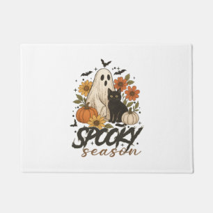Spooky Season Ghost Retro Spooky Floral Halloween Doormat