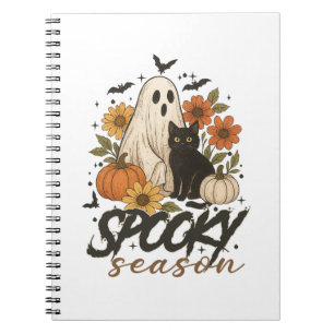 Spooky Season Ghost Retro Spooky Floral Halloween  Notebook