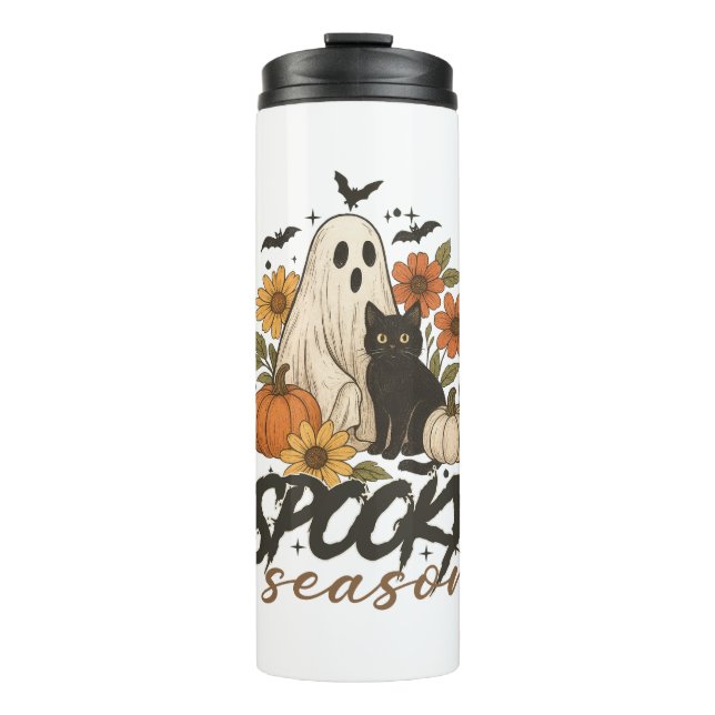 Spooky Season Ghost Retro Spooky Floral Halloween  Thermal Tumbler (Front)