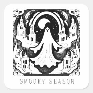 Spooky Season Ghost Town Square Sticker
