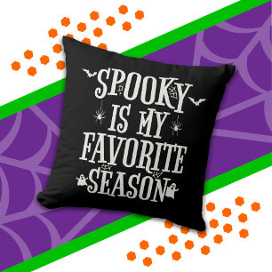Spooky Season Ghosts Bats Spiders Happy Halloween Cushion
