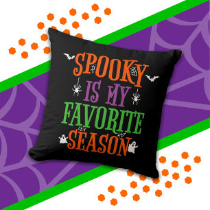 Spooky Season Ghosts Bats Spiders Happy Halloween Cushion