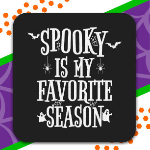 Spooky Season Ghosts Bats Spiders Happy Halloween Square Sticker