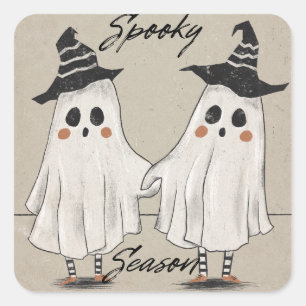Spooky Season Ghosts Square Sticker