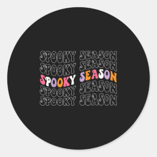 Spooky Season Groovy Halloween Costume Retro Wave Classic Round Sticker