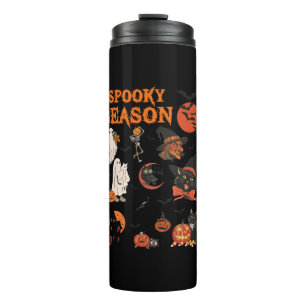 Spooky Season Halloween Black Cat Witch Ghost Pump Thermal Tumbler