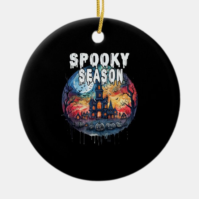 Spooky Season Halloween Ceramic Ornament (Front)