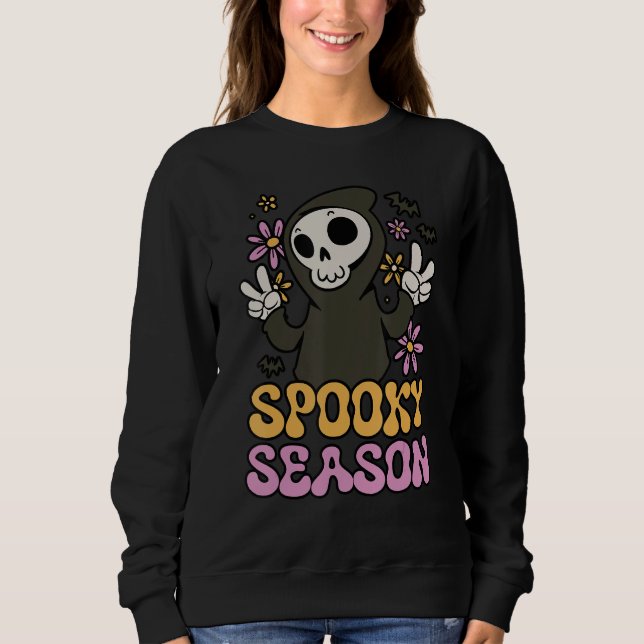 Spooky Season Halloween Costume Scary Skeleton Hor Sweatshirt (Front)
