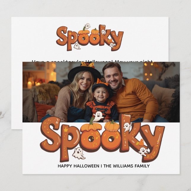 spooky season,  Halloween Family Photo Holiday (Front/Back)