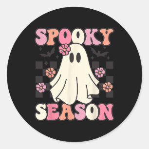Spooky Season Halloween Ghost Costume Retro Groovy Classic Round Sticker