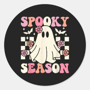 Spooky Season Halloween Ghost Costume Retro Groovy Classic Round Sticker