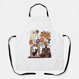 Spooky Season Halloween Ghost Pumpkin Black Cat Ha Apron
