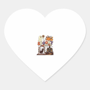 Spooky Season Halloween Ghost Pumpkin Black Cat Ha Heart Sticker