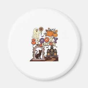 Spooky Season Halloween Ghost Pumpkin Black Cat Ha Magnet
