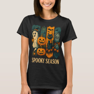 Spooky Season Halloween – Ghost, Pumpkins, Cat T-Shirt