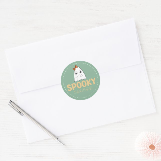 Spooky season Halloween Ghost Round Sticker (Envelope)