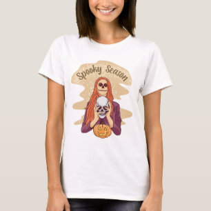 Spooky Season Halloween Groovy Pumpkin Cute Ghost T-Shirt