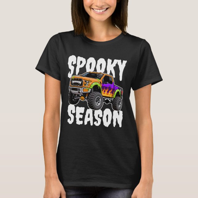 Spooky Season Halloween Monster Giant Truck T-Shirt (Front)