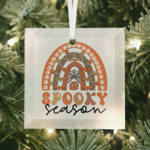 Spooky Season Halloween Rainbow Fall Glass Tree Decoration
