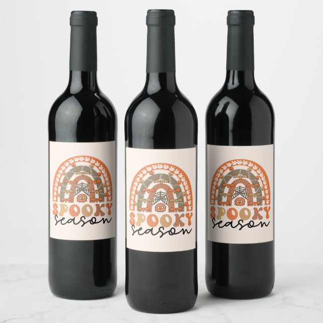 Spooky Season Halloween Rainbow Fall Wine Label (Bottles)