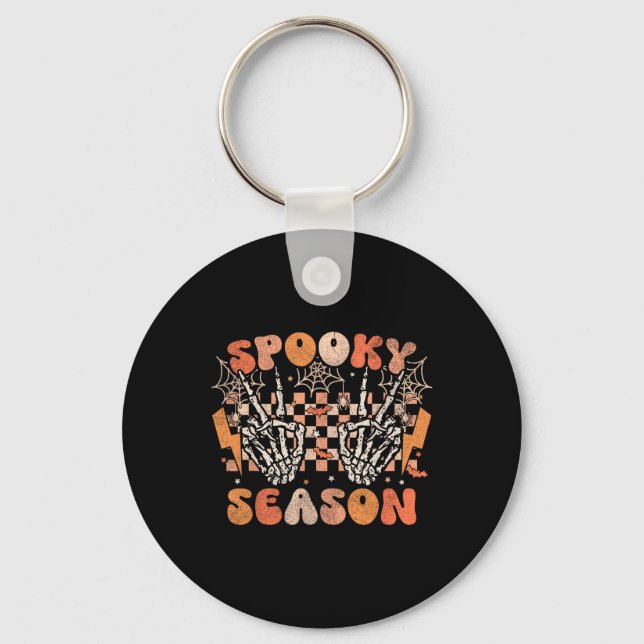 Spooky Season Halloween Skeleton Costume Retro Gro Key Ring (Front)