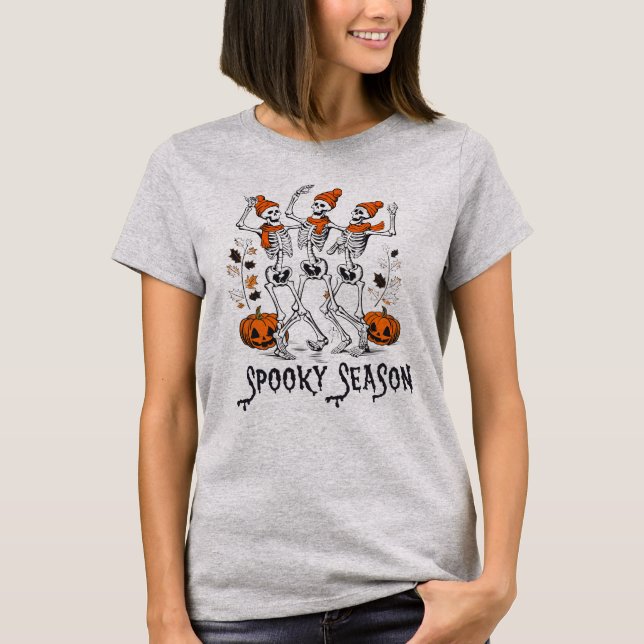 Spooky Season, Halloween Skeleton Dance T-Shirt (Front)