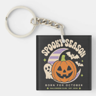 Spooky Season Halloween Sweatshirt Born in October Key Ring