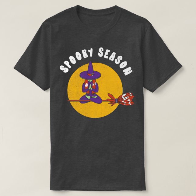 Spooky Season Halloween Witch  Funny Party Tee Sca (Design Front)