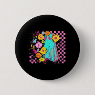 Spooky Season Happy Halloween Funny Ghost Wildflow 6 Cm Round Badge