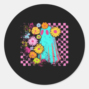 Spooky Season Happy Halloween Funny Ghost Wildflow Classic Round Sticker