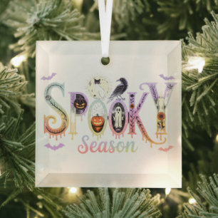 Spooky Season Iridescent Halloween Glass Tree Decoration