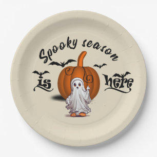 Spooky season is here funny halloween paper plate