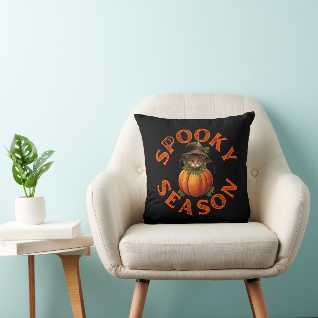 Spooky Season Pumpkin Cat Cushion (Chair)