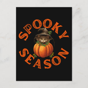 Spooky Season Pumpkin Cat Postcard
