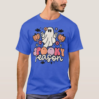 Spooky Season Pumpkin Ghost Groovy Halloween Trick T-Shirt