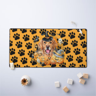Spooky Season Pumpkin Golden Retriever Halloween Desk Mat