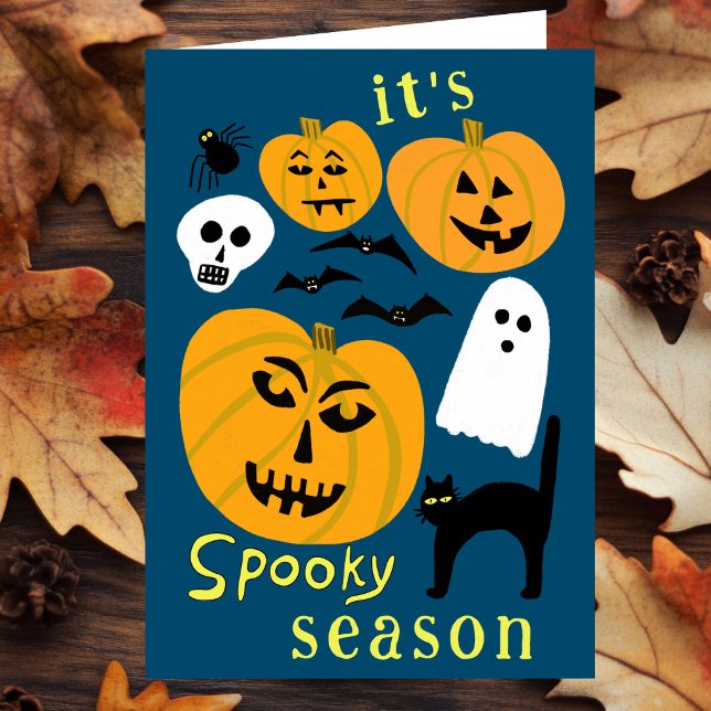Spooky Season Pumpkins Ghost Bat HAPPY HALLOWEEN Card (Spooky Season Pumpkins Ghost Bat HAPPY HALLOWEEN Card
)