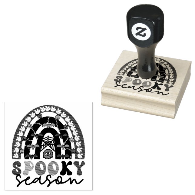 Spooky Season Rainbow Halloween Spooky Rubber Stamp (Stamped)