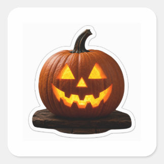 Spooky Season Realistic Jack-o'-Lantern Square Sticker