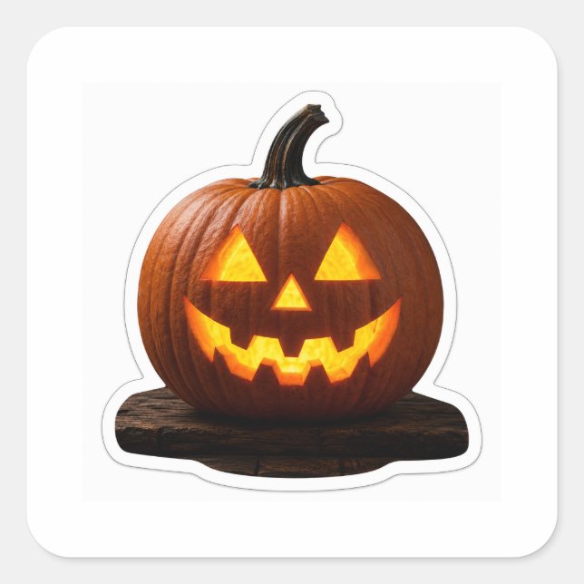 Spooky Season Realistic Jack-o'-Lantern  Square Sticker (Front)