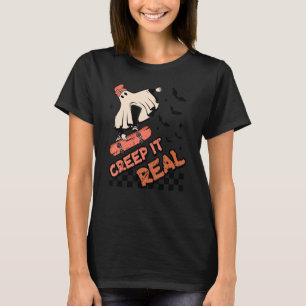 Spooky Season Retro Halloween Boy Creep It Real Sk T-Shirt