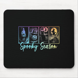 Spooky Season Retro Halloween Horror Ghost Pumpkin Mouse Pad