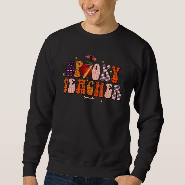 Spooky Season Retro Spooky Teacher Halloween Costu Sweatshirt (Front)