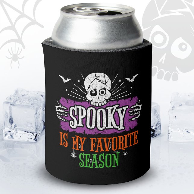Spooky Season Scary Skeleton Bats Happy Halloween Can Cooler (Creator Uploaded)