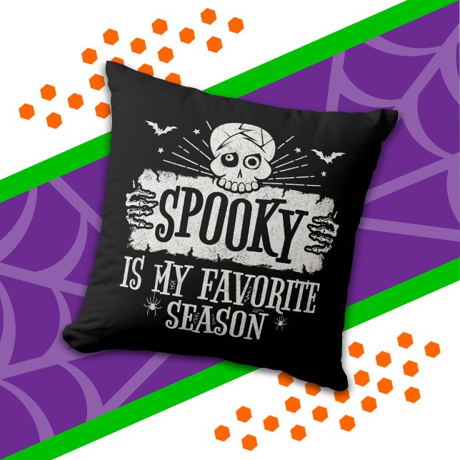 Spooky Season Scary Skeleton Bats Happy Halloween Cushion (Creator Uploaded)