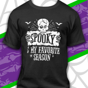 Spooky Season Scary Skeleton Bats Happy Halloween T-Shirt