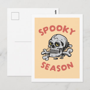 Spooky Season Scary Skull Halloween Postcard